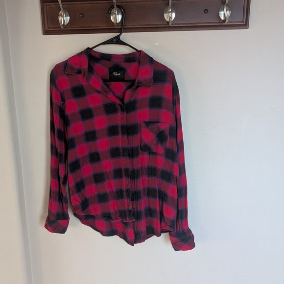 Rails Milo Plaid Flannel in Black and Cherry Violet Size Medium - Picture 2 of 12